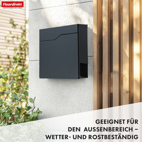 Letter box | Jean | Sturdy steel letter box with newspaper compartment and large insertion flap