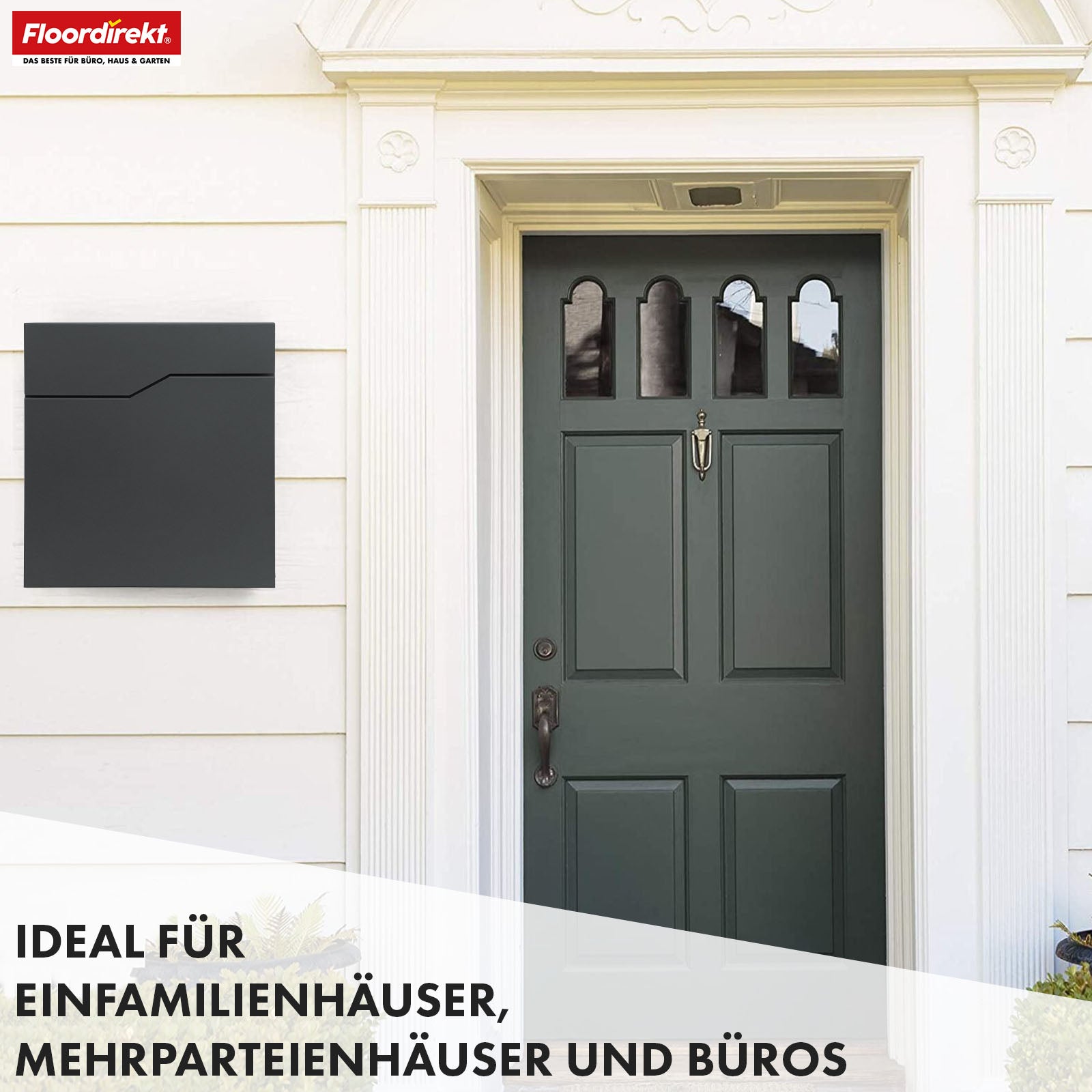 Letter box | Jean | Sturdy steel letter box with newspaper compartment and large insertion flap