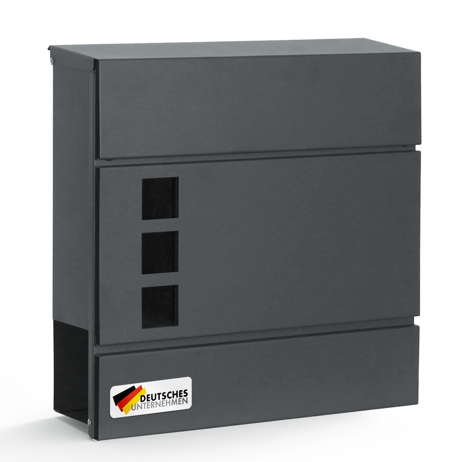 Letterbox | Jules | Anthracite-coloured wall letterbox with viewing windows and newspaper compartment