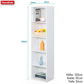 Alaska’ bookcase | White MDF bookcase with 4 or 5 levels | slim, modern & space-saving