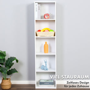 Alaska’ bookcase | White MDF bookcase with 4 or 5 levels | slim, modern & space-saving