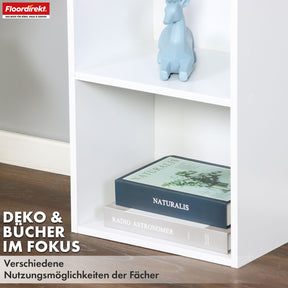 Alaska’ bookcase | White MDF bookcase with 4 or 5 levels | slim, modern & space-saving