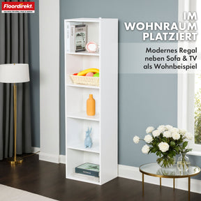 Alaska’ bookcase | White MDF bookcase with 4 or 5 levels | slim, modern & space-saving