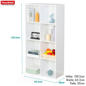 Bookcase | Arkansas | White MDF standing shelf with 5-9 shelves for books and home accessories