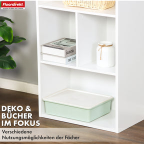 Bookcase | California | Modern, space-saving MDF shelf with anti-tilt protection in white 4-8 open compartments