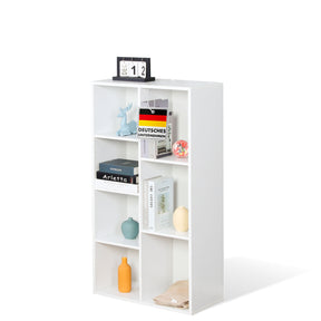 Bookcase | California | Modern, space-saving MDF shelf with anti-tilt protection in white 4-8 open compartments
