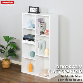 Bookcase | California | Modern, space-saving MDF shelf with anti-tilt protection in white 4-8 open compartments
