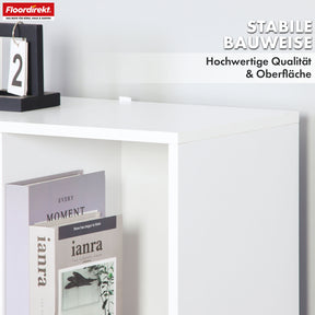 Bookcase | California | Modern, space-saving MDF shelf with anti-tilt protection in white 4-8 open compartments