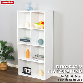 Bookcase | California | Modern, space-saving MDF shelf with anti-tilt protection in white 4-8 open compartments