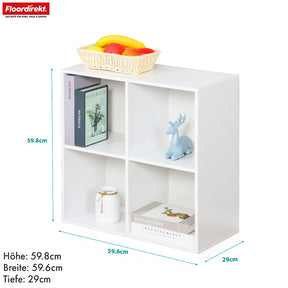 Bookcase | California | Modern, space-saving MDF shelf with anti-tilt protection in white 4-8 open compartments