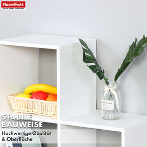 Bookcase | Carolina | White stepped shelf made of MDF with 6 shelves for books, plants & decorations
