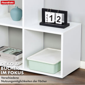 Bookcase | Carolina | White stepped shelf made of MDF with 6 shelves for books, plants & decorations
