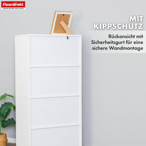 Bookcase | Connecticut | White MDF bookcase with shelves & doors, anti-tilt protection, 2 sizes