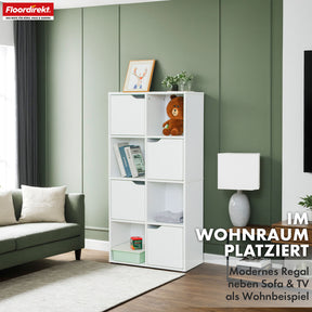 Bookcase | Connecticut | White MDF bookcase with shelves & doors, anti-tilt protection, 2 sizes
