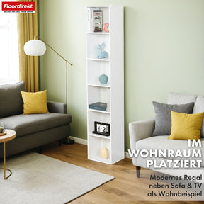 Bookcase | Delaware | Standing shelf with 6 open shelves, space-saving & modern