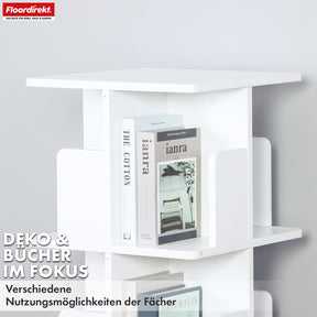 Bookcase | Indiana | Rotating shelf with 3 or 4 shelves | 360° floor-standing shelf for living room, office & bedroom
