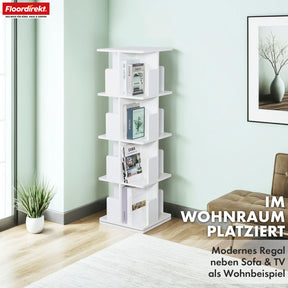 Bookcase | Indiana | Rotating shelf with 3 or 4 shelves | 360° floor-standing shelf for living room, office & bedroom