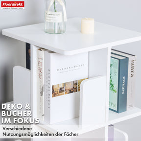 Bookcase | Indiana | Rotating shelf with 3 or 4 shelves | 360° floor-standing shelf for living room, office & bedroom