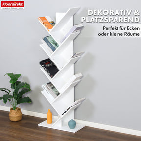 Bookcase | Louisiana | Tree-shaped standing shelf in white with 5 or 9 shelves made of wood