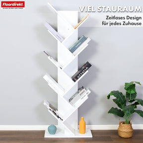 Bookcase | Louisiana | Tree-shaped standing shelf in white with 5 or 9 shelves made of wood