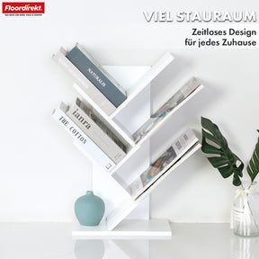Bookcase | Louisiana | Tree-shaped standing shelf in white with 5 or 9 shelves made of wood