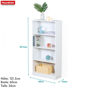 Bookcase | Maine | White wooden bookshelf with 3/4/6 shelves | Open & space-saving for living room, office & more