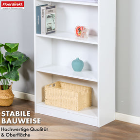 Bookcase | Maine | White wooden bookshelf with 3/4/6 shelves | Open & space-saving for living room, office & more