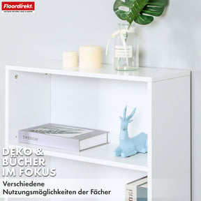 Bookcase | Maine | White wooden bookshelf with 3/4/6 shelves | Open & space-saving for living room, office & more