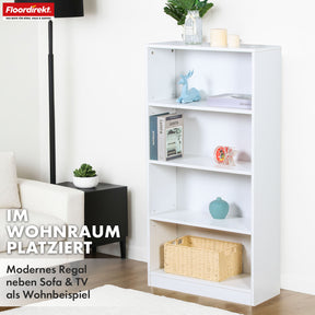 Bookcase | Maine | White wooden bookshelf with 3/4/6 shelves | Open & space-saving for living room, office & more