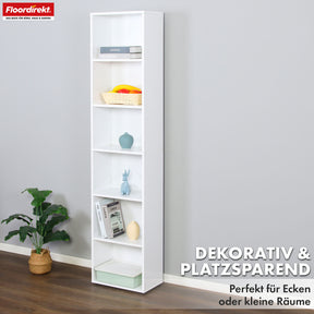 Bookcase | Maine | White wooden bookshelf with 3/4/6 shelves | Open & space-saving for living room, office & more