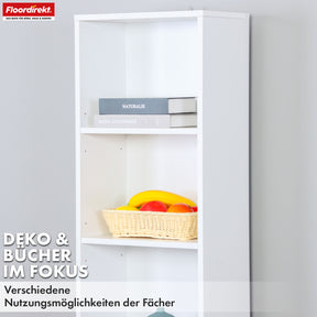 Bookcase | Maine | White wooden bookshelf with 3/4/6 shelves | Open & space-saving for living room, office & more