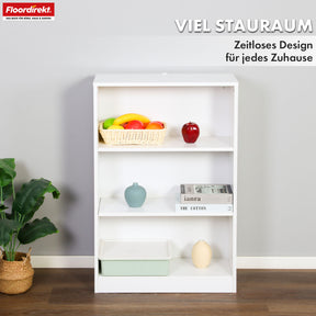 Bookcase | Maine | White wooden bookshelf with 3/4/6 shelves | Open & space-saving for living room, office & more