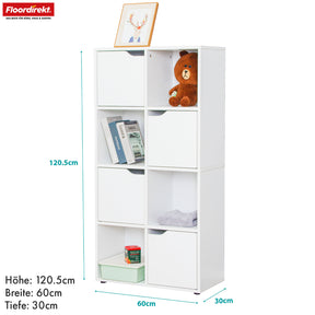 Bookcase | Connecticut | White MDF bookcase with shelves & doors, anti-tilt protection, 2 sizes