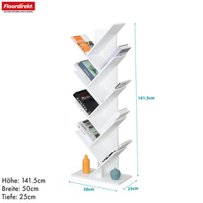 Bookcase | Louisiana | Tree-shaped standing shelf in white with 5 or 9 shelves made of wood