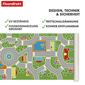 CV flooring | Roadtrip 547M | Vinyl flooring for children with road landscape