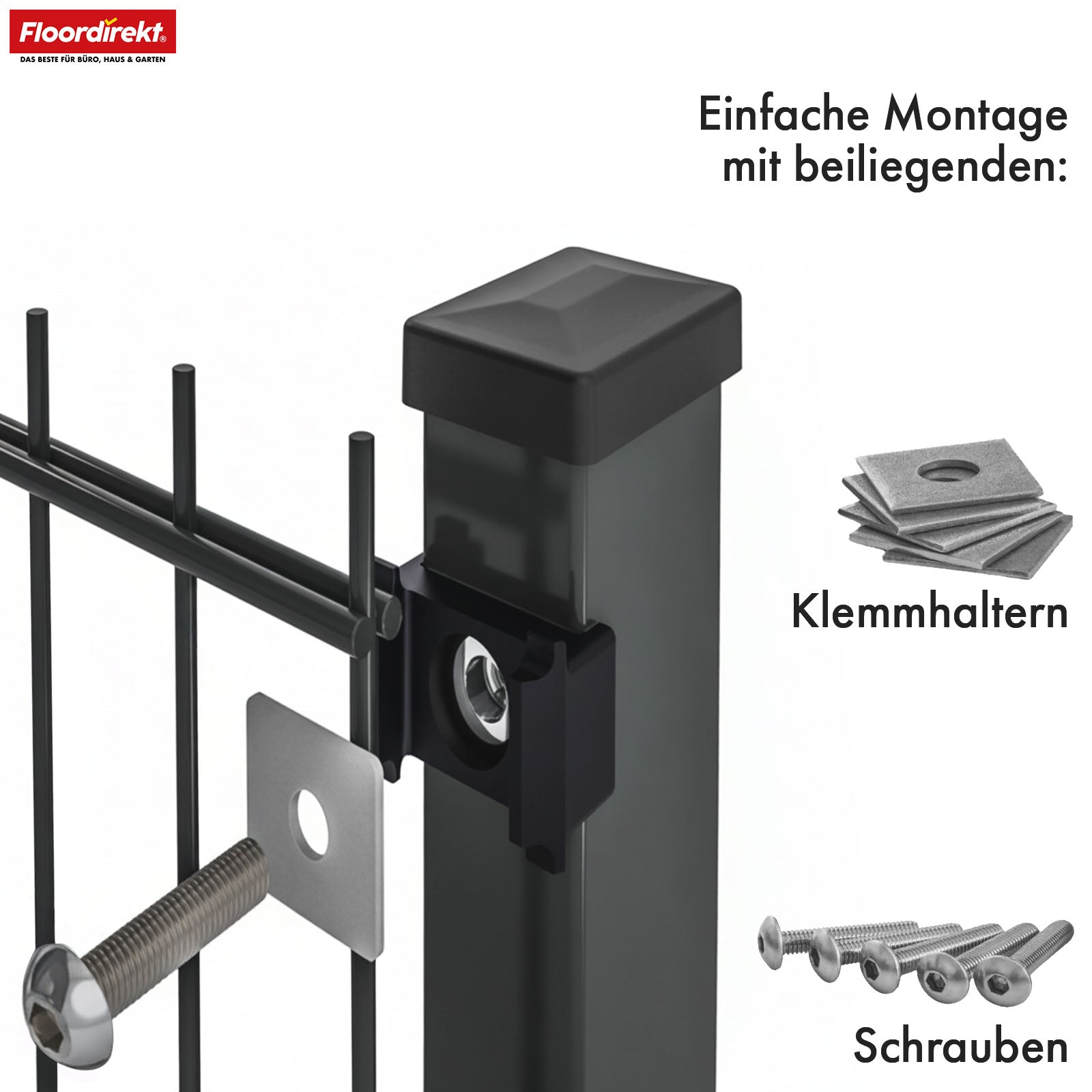 Discover the robust LIMES double-rod fence in anthracite. High-quality steel fence complete set with posts – ideal for gardens, properties and driveways. Available in various heights and lengths. Durable, stable and modern.