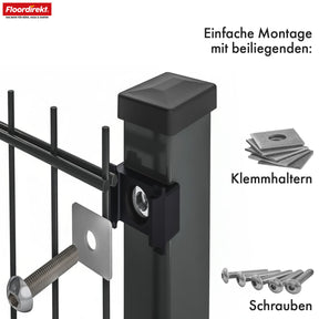 Discover the robust LIMES double-rod fence in anthracite. High-quality steel fence complete set with posts – ideal for gardens, properties and driveways. Available in various heights and lengths. Durable, stable and modern.