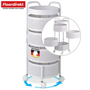 Rolling Cart | Henry | Steel Kitchen Trolley with Wheels | Serving Cart | 3 or 5 Tiers | White & Black