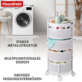 Rolling Cart | Henry | Steel Kitchen Trolley with Wheels | Serving Cart | 3 or 5 Tiers | White & Black