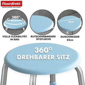 Shower Stool | Pedro | Height-Adjustable Swivel Stool 360° Rotating up to 150 kg