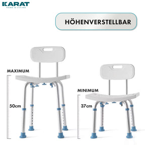 Shower stool | Jonah | Height-adjustable with backrest | Ergonomic bath chair for bath & shower, non-slip & stable, load-bearing up to 137 kg