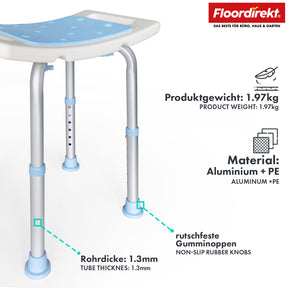 Shower and bath stool | Nora | Height-adjustable, non-slip and durable seat for the bath and shower