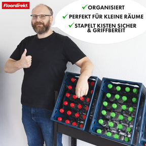 Bottle crate rack | Osaka | Powder-coated steel drinks crate rack for 3 to 9 crates