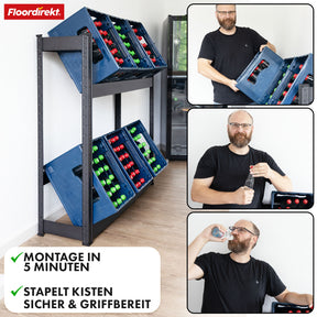 Bottle crate rack | Osaka | Powder-coated steel drinks crate rack for 3 to 9 crates