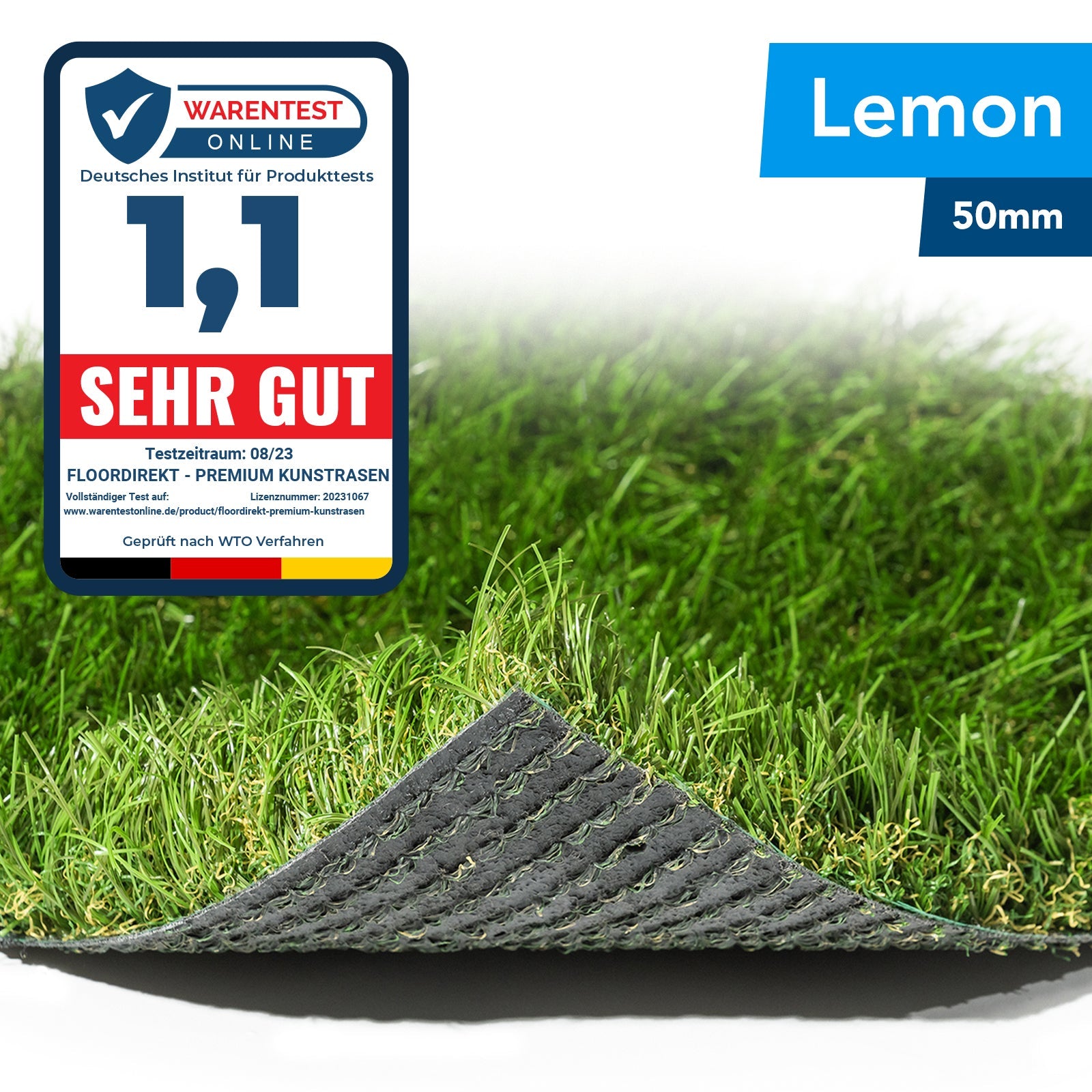 ✂ Artificial Grass Turf | Lemon | Pile Height: 50 mm | Weight: 3200 g/m²