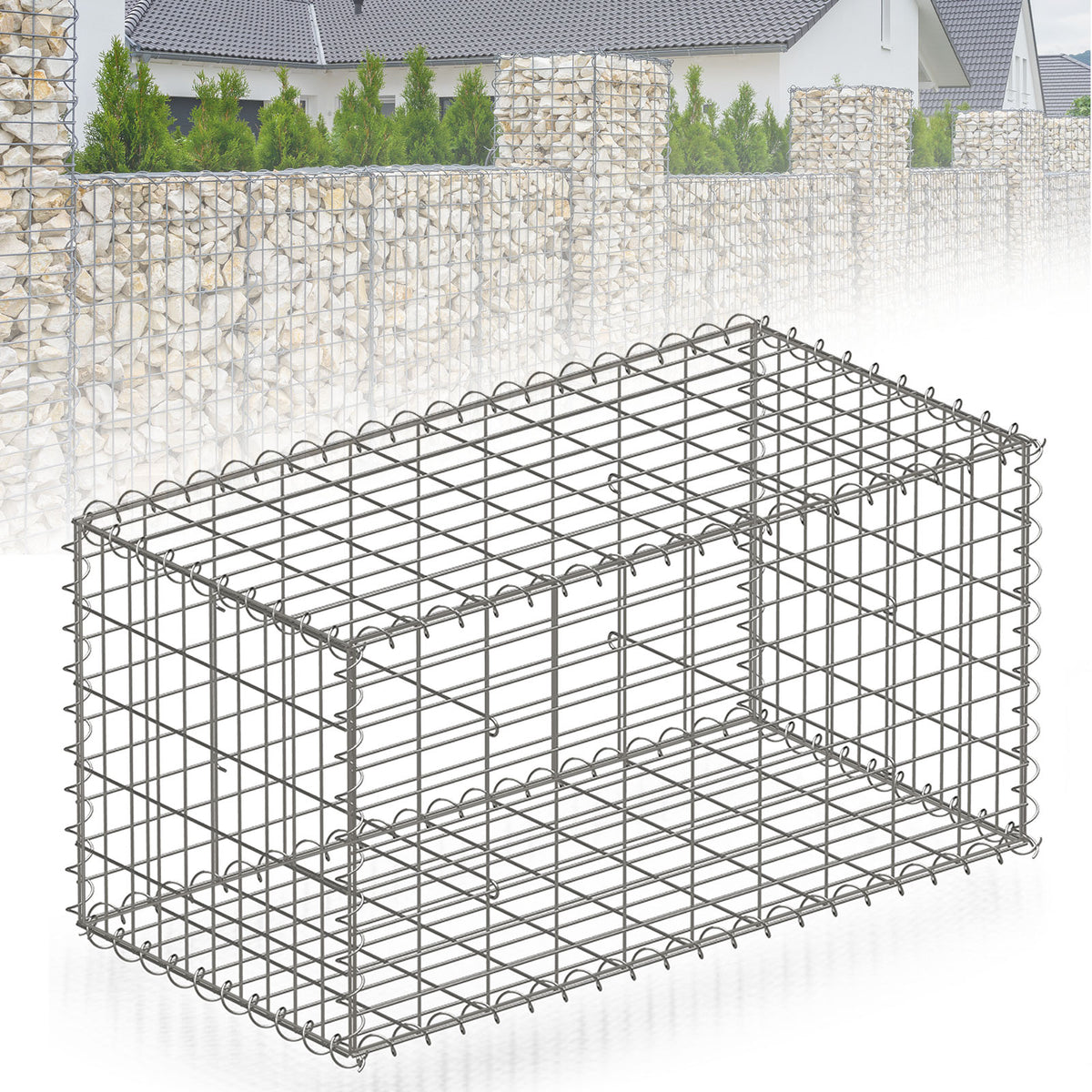 Gabion basket | Lenox | Galvanised steel basket for decorative privacy screens and garden projects