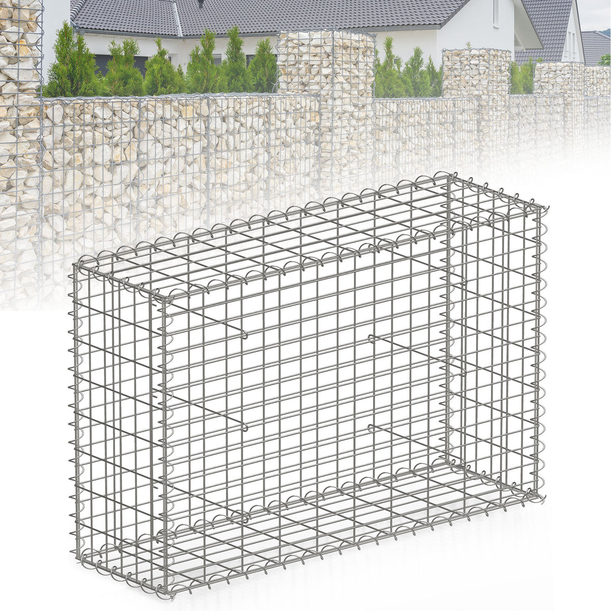 Gabion basket | Lenox | Galvanised steel basket for decorative privacy screens and garden projects