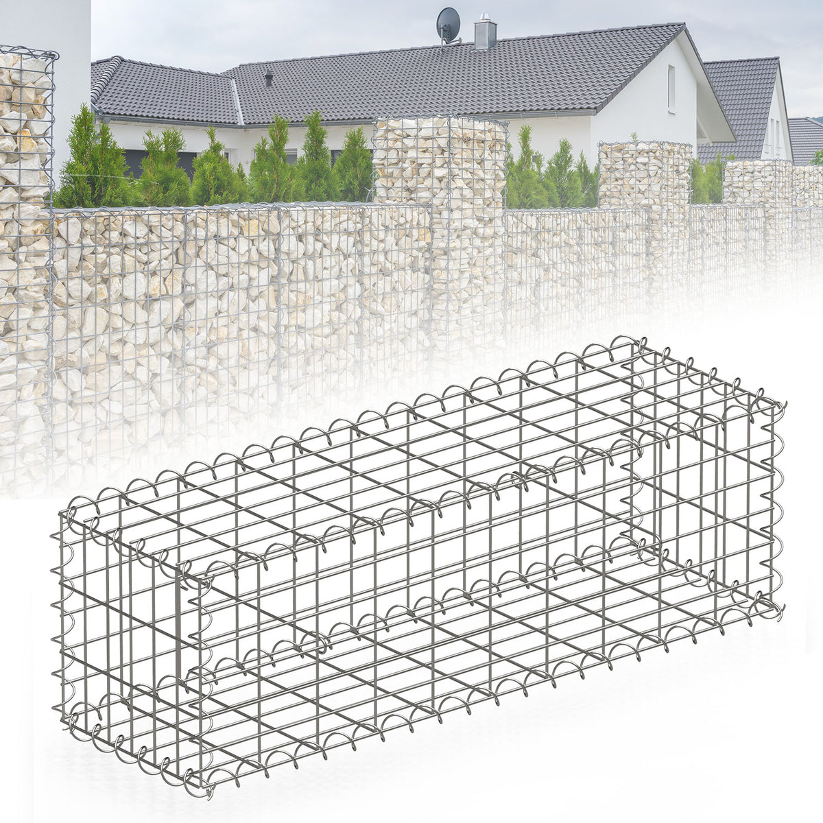 Gabion basket | Lenox | Galvanised steel basket for decorative privacy screens and garden projects