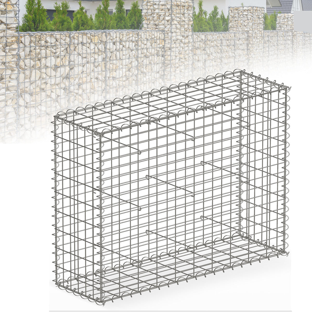 Gabion basket | Lenox | Galvanised steel basket for decorative privacy screens and garden projects