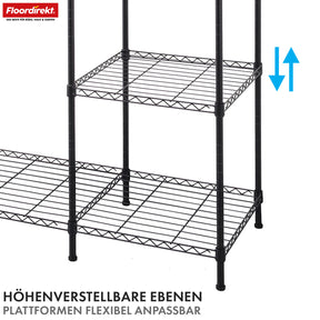 Wardrobe | Edward | Open clothes rack made of powder-coated steel with clothes rails and adjustable shelves